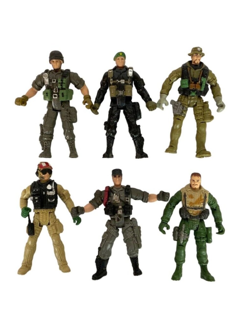 Chap Mei Military Action Figures Lot of 6 Tactical Team Soldiers Pretend Play
